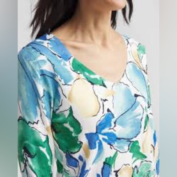 Chico's Sweaters - Chico's Multicolor Floral V-Neck Top